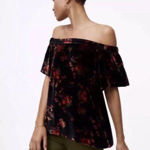 New w/o tags LOFT Velvet Floral Off Shoulder Top